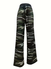 Camouflage Print Comfort Casual Elastic Rope Pajama Pants Wide Leg Pants