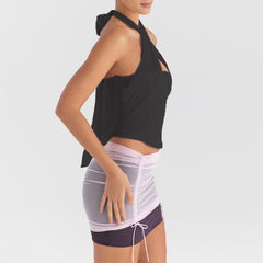 Boning Corset Tank Top Cross Tied Slim Fit Top