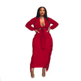 Zweiteiliges Set in einfarbiger Farbe mit seitlich gebundener Quaste