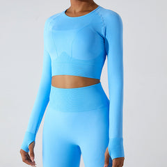 Nahtlose Yoga Langarm Schnell Trocknend Yoga Jacke Sport T shirt Dünne Lauf Workout