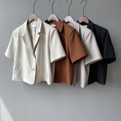 Solid Color Short Sleeved Small Korean Loose Short Small Blazers