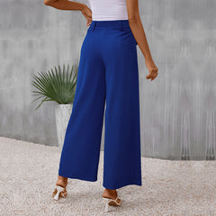 Pants Slim Fit Slimming Blue Wide Leg Pants