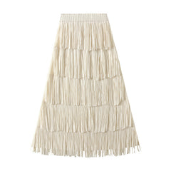 High End Pleated Niche Tassle All-Matching Youthful Looking Slimming Skirt