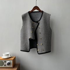 Classic Double Breasted Striped Vest Looseable Jacket