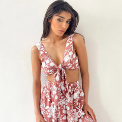 Fall Underwear Three Piece Pajamas Printed Loose Nightgown Trousers Homewear