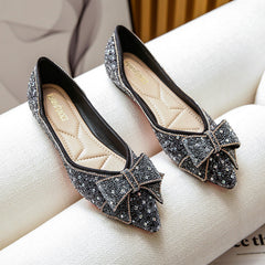 Women's Pumps Summer Flat Bowknot Rhinestone Low-cut