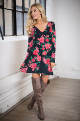 Dress Deep V Plunge Printed A line Christmas Casual Dress