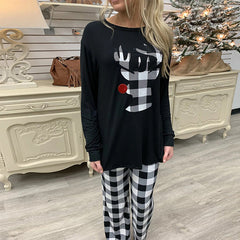 Christmas Elements Printed Homewear Long Sleeve Top Trousers Two Piece Set