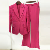 Sterne Spitze Slim Fit Patchwork Einknopf Anzug Schlaghose Anzug Zweiteiliges Set