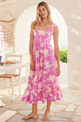 Robe de plage sans manches à bretelles imprimées et dos nu