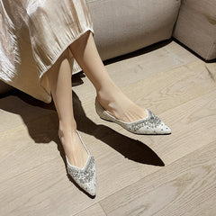 Women's Toe Pumps Flat Rhinestone Beanie Fairy