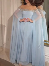 Mittlerer Osten Hohe Taille Strass Perle Chiffon Cocktail Abendkleid