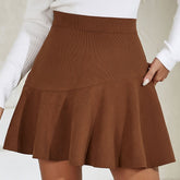 Jupe plissée taille haute en velours côtelé uni avec fermeture éclair et jupe plissée Temu