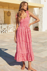 Rückenfreies, ärmelloses Strandkleid mit Print und Trägern