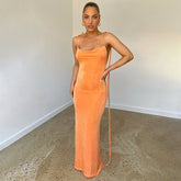 Robe moulante à lacets, robe fourreau dos nu, robe longue