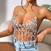 Zubehör Kristall BH Kette Strand Urlaub Bikini Body Cha Anzug