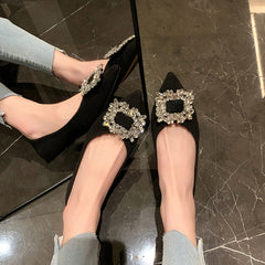 Women's Toe Rhinestone Square Buckle V Cut