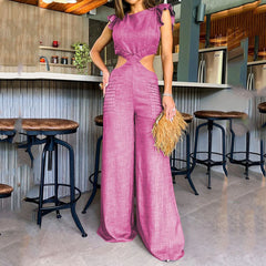 Jumpsuit Kurzes Outfit Lockerer Jumpsuit mit weitem Bein