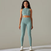 Nahtlos gestrickter Reißverschlussfaden Sportweste Hose Yoga Fitnessanzug