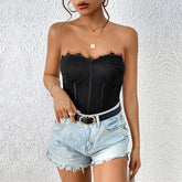 Cross Mirror Black Boning Corset Wrapped Chest Jumpsuit