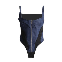 Tight Corset Sleeveless Strap Top Denim Jumpsuit