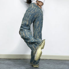 Jean skinny taille haute à pompons style rétro, pantalon droit amincissant
