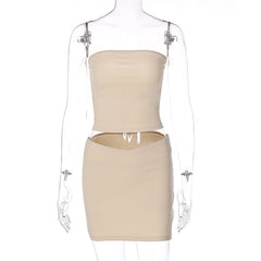 Casual Horizontal Bra Slim Fit Short Skirt Set