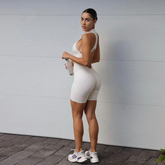Backless High Waist Sleeveless Skinny Sheath Sports Jumpsuit
