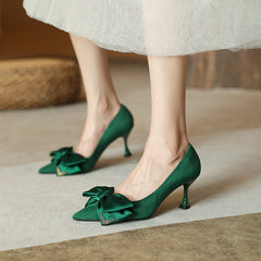 Women's Bowknot Autumn Authentic High Stiletto French