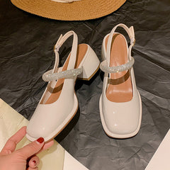 Escarpins épais à strass pour femmes