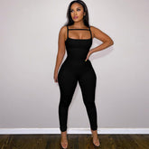 Body slim à bretelles spaghetti de couleur unie