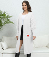 Manteau ample Lazy Love Stickers Pull tissé Pull à double poche à manches lanternes Cardigan