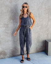 Eaby Lockerer ärmelloser Jeans-Jumpsuit