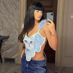 Pullover Strap Halter Backless Cropped Casual Top Vest