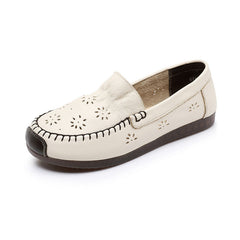 Bas confortables en cuir de vache souple fait main pour femme style rétro