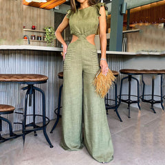 Jumpsuit Kurzes Outfit Lockerer Jumpsuit mit weitem Bein