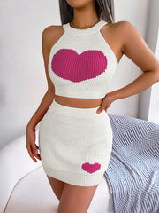 Casual Love Kontrastfarbenes Crop-Top-Set mit Tasche und Hüftrock