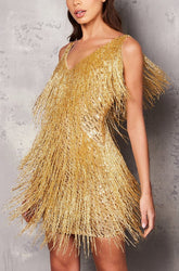 Exklusives Trägerkleid mit V-Ausschnitt und Quaste