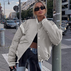 Patchwork Kontrastfarbe Lose Version College Jacke Mantel