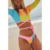Maillot de bain bikini taille haute à volants
