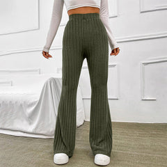 Casual Solid Color Micro Pull High Waist Pants Pants Slim Fit Slimming Winter