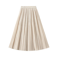 High Waist Pleated Skirt Korean Drape Young Slimming Skirt Pink