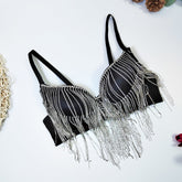 Corset à pompons et perles de diamant, sous-vêtement d'extérieur, ultra court, danse du ventre, beauté du dos, haut tube, grand dos nu