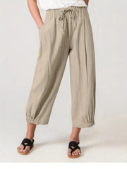 Cropped Pants Pocket Casual Pants Loose Wide Leg Pants outside