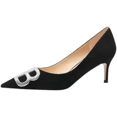 Pointed High Black Suede Stiletto