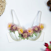 Corset à baleines floral tridimensionnel nordique, grand dos nu, poitrine enveloppée, boîte de nuit, boîte de nuit, courte, Chanel, écharpe