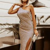 Ärmelloses One-Shoulder-Sequel-Kleid