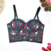 Französische süße Spitzennähte, florales Camisole, Oberbekleidung, Innenschlauchoberteil, Schönheits-Rückenknochen, Korsettoberteil, dünn