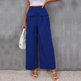 Pantalon Slim Fit Pantalon amincissant bleu à jambes larges