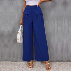 Pants Slim Fit Slimming Blue Wide Leg Pants